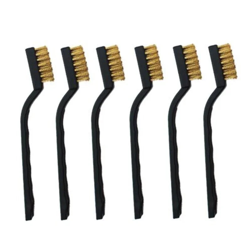 3D Printer Nozzle Cleaning Brushes Kit - 6PCS Brass Bristle Derusting Brush Set (12cm) for Extruder/Hotend Maintenance & Nozzle Unclogging Tools