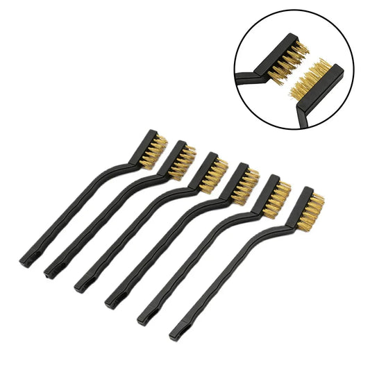3D Printer Nozzle Cleaning Brushes Kit - 6PCS Brass Bristle Derusting Brush Set (12cm) for Extruder/Hotend Maintenance & Nozzle Unclogging Tools