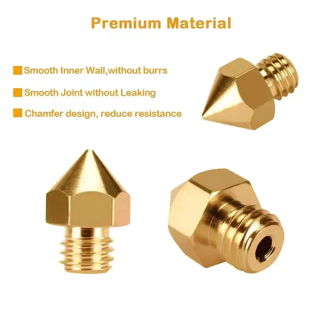 10PCS MK8 Nozzles for 3D Printer 0.4mm - Brass Extruder Nozzle Set M6 Thread Compatible with Creality Ender 3 Series, 1.75mm PLA/ABS/TPU