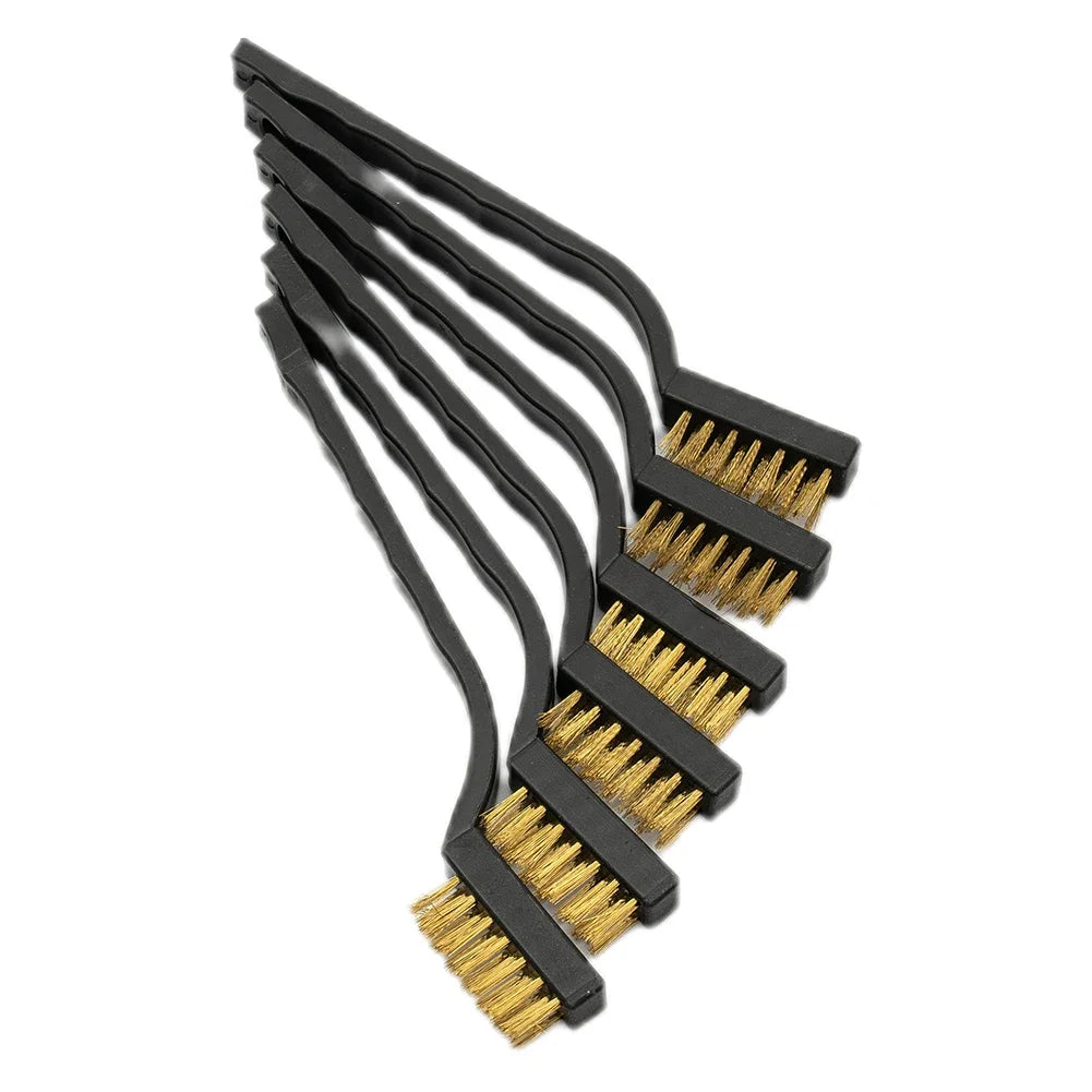 3D Printer Nozzle Cleaning Brushes Kit - 6PCS Brass Bristle Derusting Brush Set (12cm) for Extruder/Hotend Maintenance & Nozzle Unclogging Tools