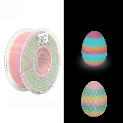 PLA Luminous Rainbow Filament 1.75mm – Multicolor Gradient Glow-in-the-Dark 3D Printing Material, Easy to Print, Eco-Friendly, 1KG