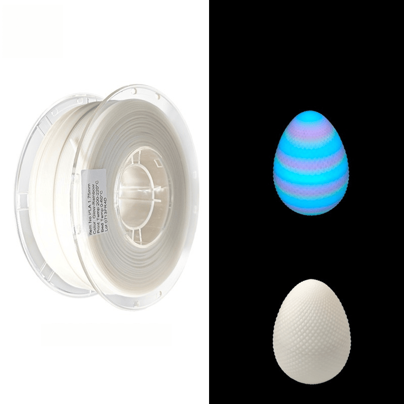 PLA Luminous Rainbow Filament 1.75mm – Multicolor Gradient Glow-in-the-Dark 3D Printing Material, Easy to Print, Eco-Friendly, 1KG