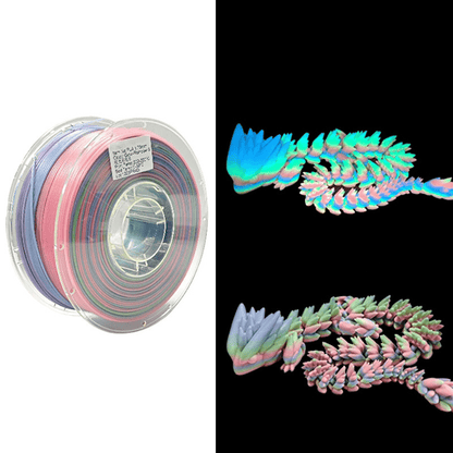 PLA Luminous Rainbow Filament 1.75mm – Multicolor Gradient Glow-in-the-Dark 3D Printing Material, Easy to Print, Eco-Friendly, 1KG