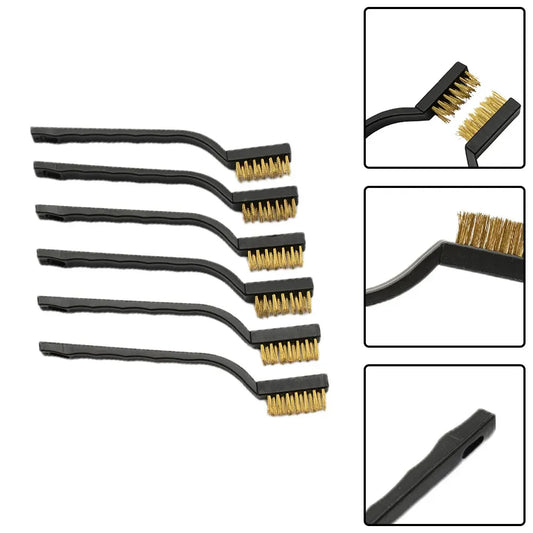3D Printer Nozzle Cleaning Brushes Kit - 6PCS Brass Bristle Derusting Brush Set (12cm) for Extruder/Hotend Maintenance & Nozzle Unclogging Tools