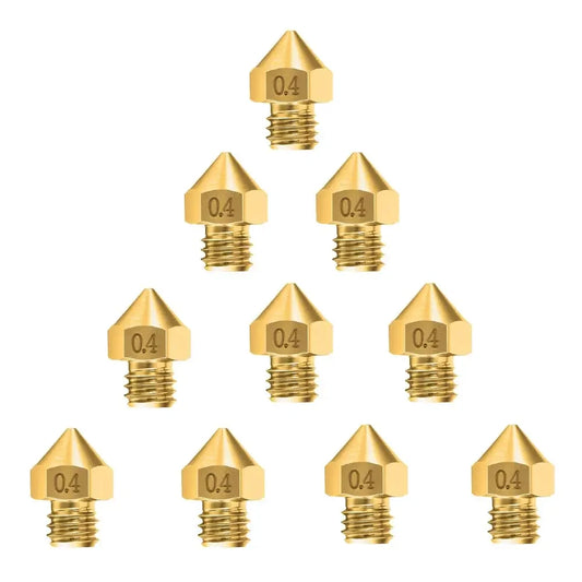 10PCS MK8 Nozzles for 3D Printer 0.4mm - Brass Extruder Nozzle Set M6 Thread Compatible with Creality Ender 3 Series, 1.75mm PLA/ABS/TPU