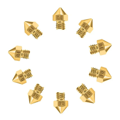 10PCS MK8 Nozzles for 3D Printer 0.4mm - Brass Extruder Nozzle Set M6 Thread Compatible with Creality Ender 3 Series, 1.75mm PLA/ABS/TPU