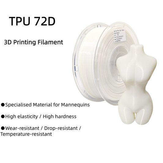 TPU 72D 3D Printer Filament 1.75mm 1KG for Mannequins & Industrial Parts